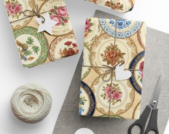 Papel de embrulho vintage para louças, ideal para chá de bebê, casamento ou inauguração de casa.