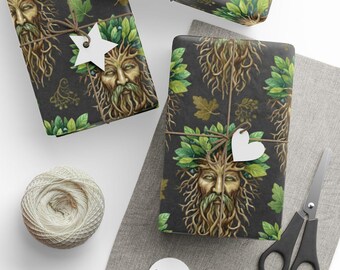 Papel de embrulho do Homem Verde, Papel de presente com temática da natureza pagã.