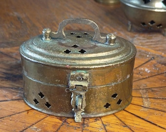 Vintage Brass Incense Burner • Cricket Cage • Trinket Box • Made In India