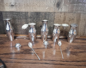 Juego de vinagreras/aceiteras antiguas/vintage de plata chapada de los años 20-30.