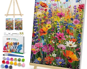Kit de pintura por números de flores silvestres para adultos: lienzo floral (40,6 x 50,8 cm)