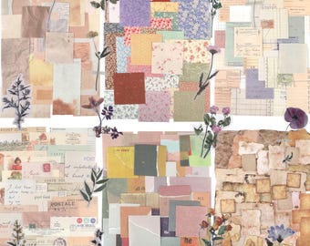 Lotes de 445 piezas de artículos vintage para álbumes de recortes: colores lisos, estampados, cartulina, papel y técnicas mixtas.