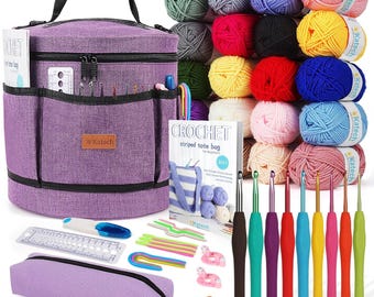 Kit de crochet para principiantes, hilo, ganchos y accesorios