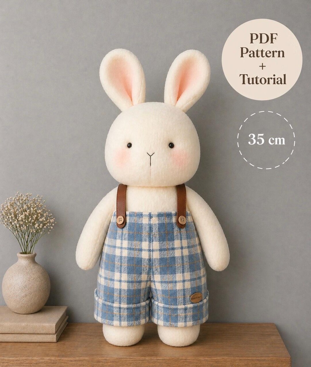 Stuffed Bunny PDF Pattern With Clothes | Plush Rabbit Sewing Pattern ...