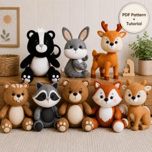 Felt Animal Patterns Bundle (8 Designs) – PDF Sewing Patterns + Detailed Tutorial – Woodland Plush Toys – Instant Download