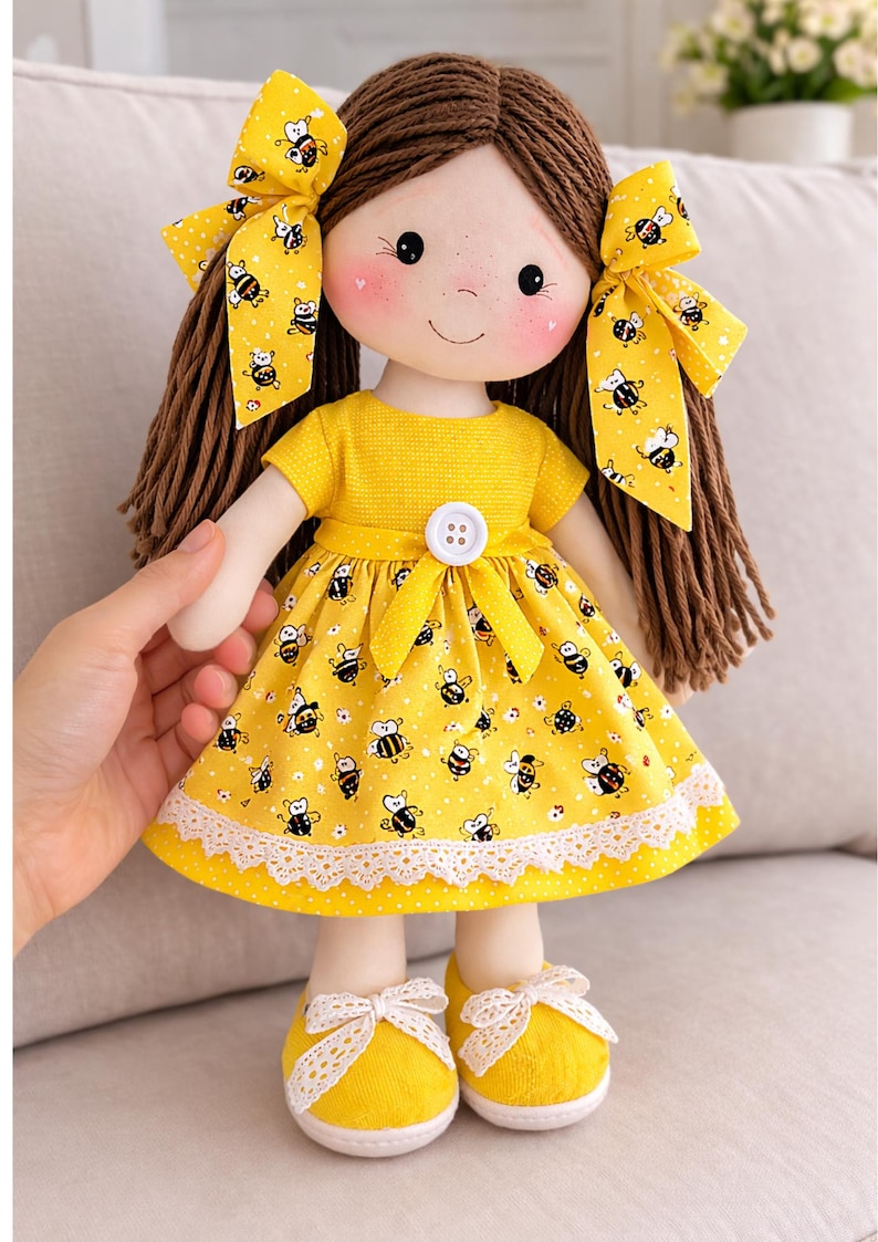 Lanne Rag Doll Pattern PDF – 43 cm Cloth Doll Sewing Pattern with Dress, Hair Bow and Shoes – Step by Step Tutorial – DIY Handmade Doll Patt image 3