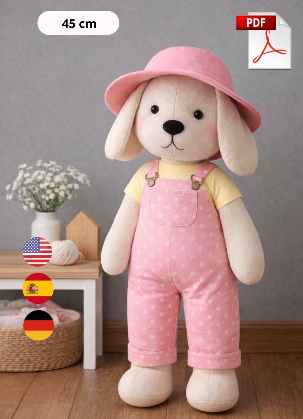 Lily Dog Doll Sewing Pattern PDF, 45 Cm Plush Puppy Pattern, Cloth Dog ...