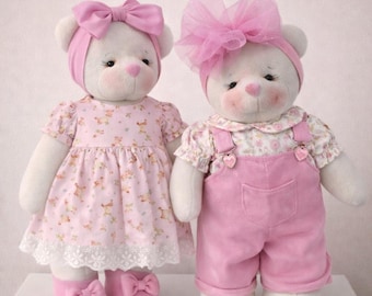 Teddy Bear Sewing Pattern PDF 45cm & 42cm – 2 Outfits Included – Plush Bear Pattern – Stuffed Animal Toy – Instant Download – 5 Languages
