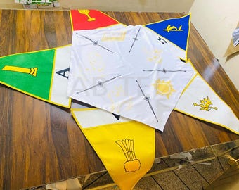 Juego de banderines triangulares bordados de la OES, colores de la Estrella de Oriente.