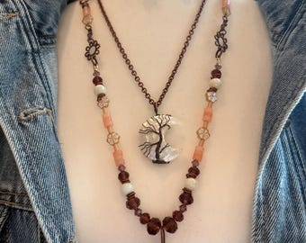 Celestial Boho Jewelry Set | Sun Face Necklace, Moon Pendant, Floral Earrings