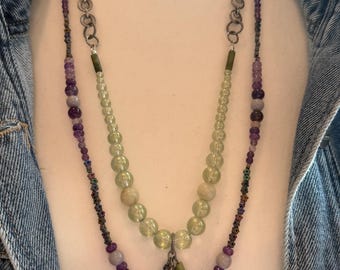 Sun Face Necklace Earrings Set | Boho Layered Beaded Jewelry | Celestial Pendant