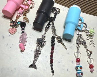 Mini Tumbler Bag Charm • Beaded Keychain • Purse Clip • Gift for Her