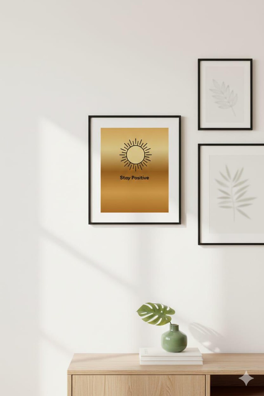 Positive Sun Stay Positive Sun Digital Wall Art, Minimalist Inspirational Quote ...