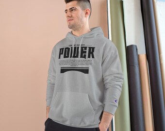 Sudadera con capucha tipográfica POWER / Gráfico de texto negro minimalista