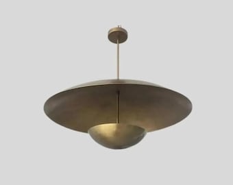 Sputnik Flush Mount Pendant Light – Raw Brass Mid Century Ceiling Fixture, Modern Vintage Lighting