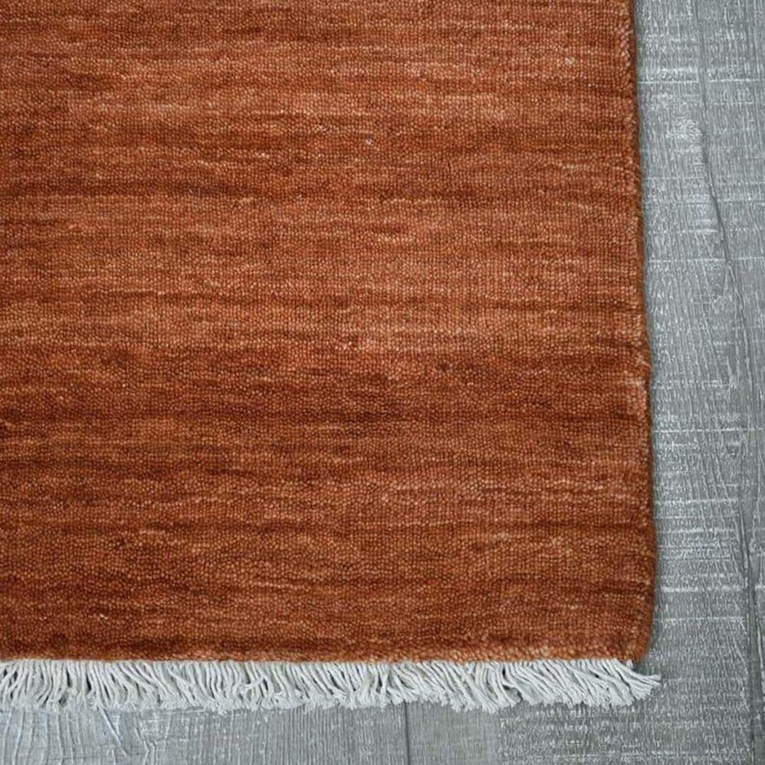 Earthy Brown Rug Terracotta Brown Wool Rug, Solid Rust Minimalist Carpet, Modern ...