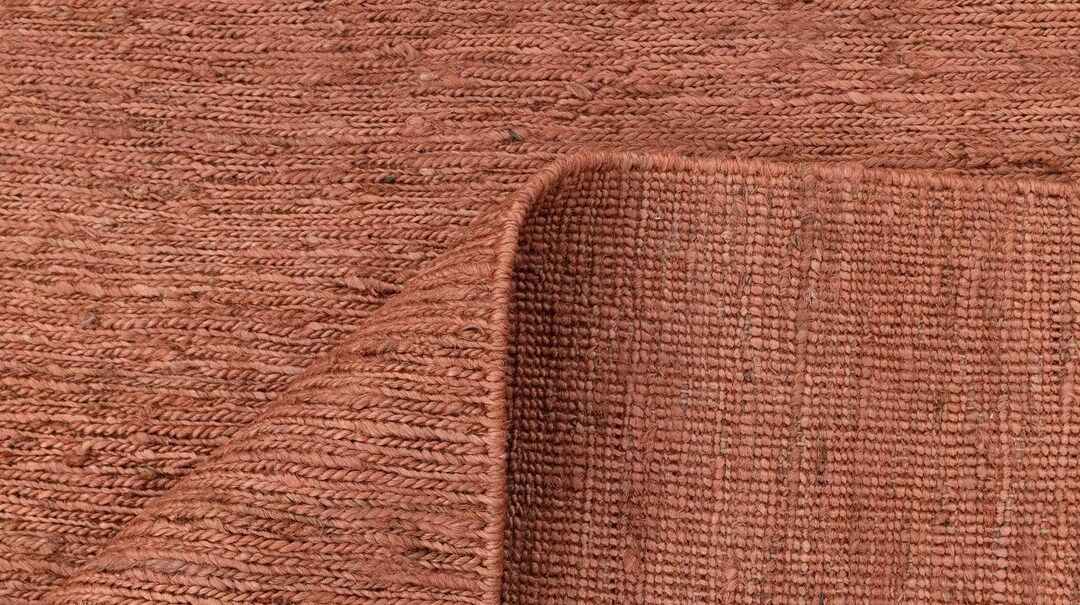 Handwoven Terracotta Jute Dhurrie Rug, Solid Rust Flat Weave Jute Rug ...