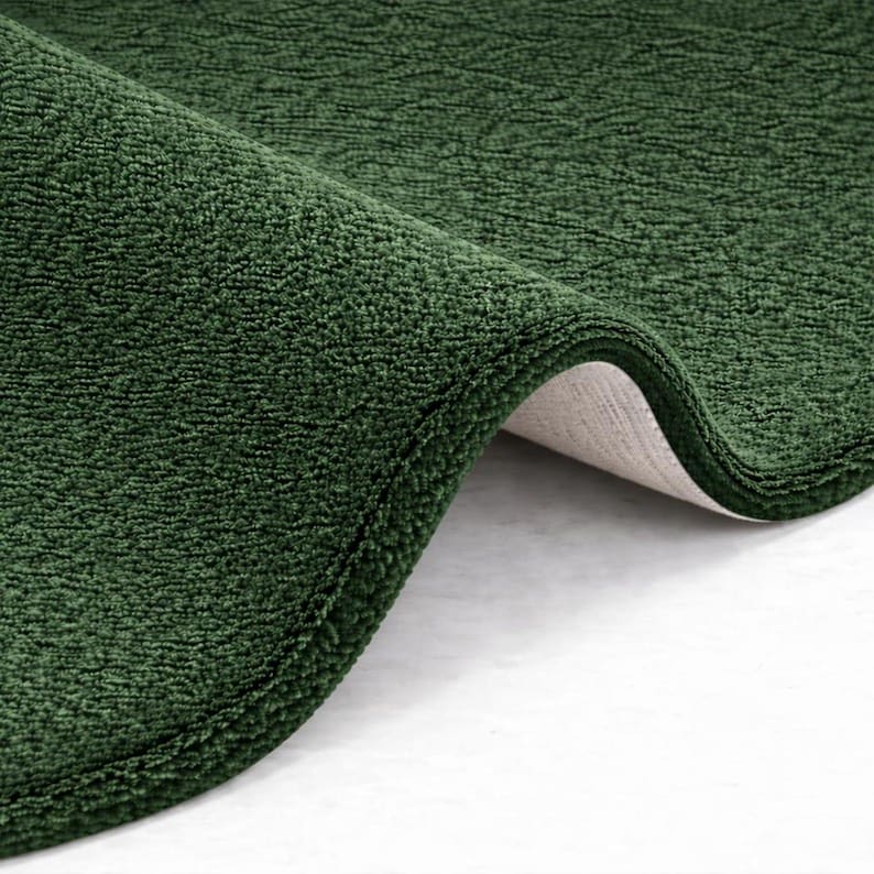 Dark Forest Green Plush Area Rug, Solid Deep Green Minimalist Carpet ...