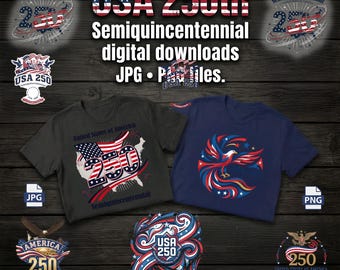 America 250th Anniversary Digital Graphics, Semiquincentennial PNG Clipart, Patriotic USA 1776-2026 Sublimation Designs, Red White & Blue