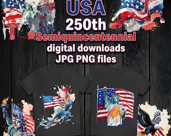 USA 250th Anniversary PNG Clipart Bundle, America Semiquincentennial Digital Download, Patriotic 1776-2026 Graphics for Sublimation & Print