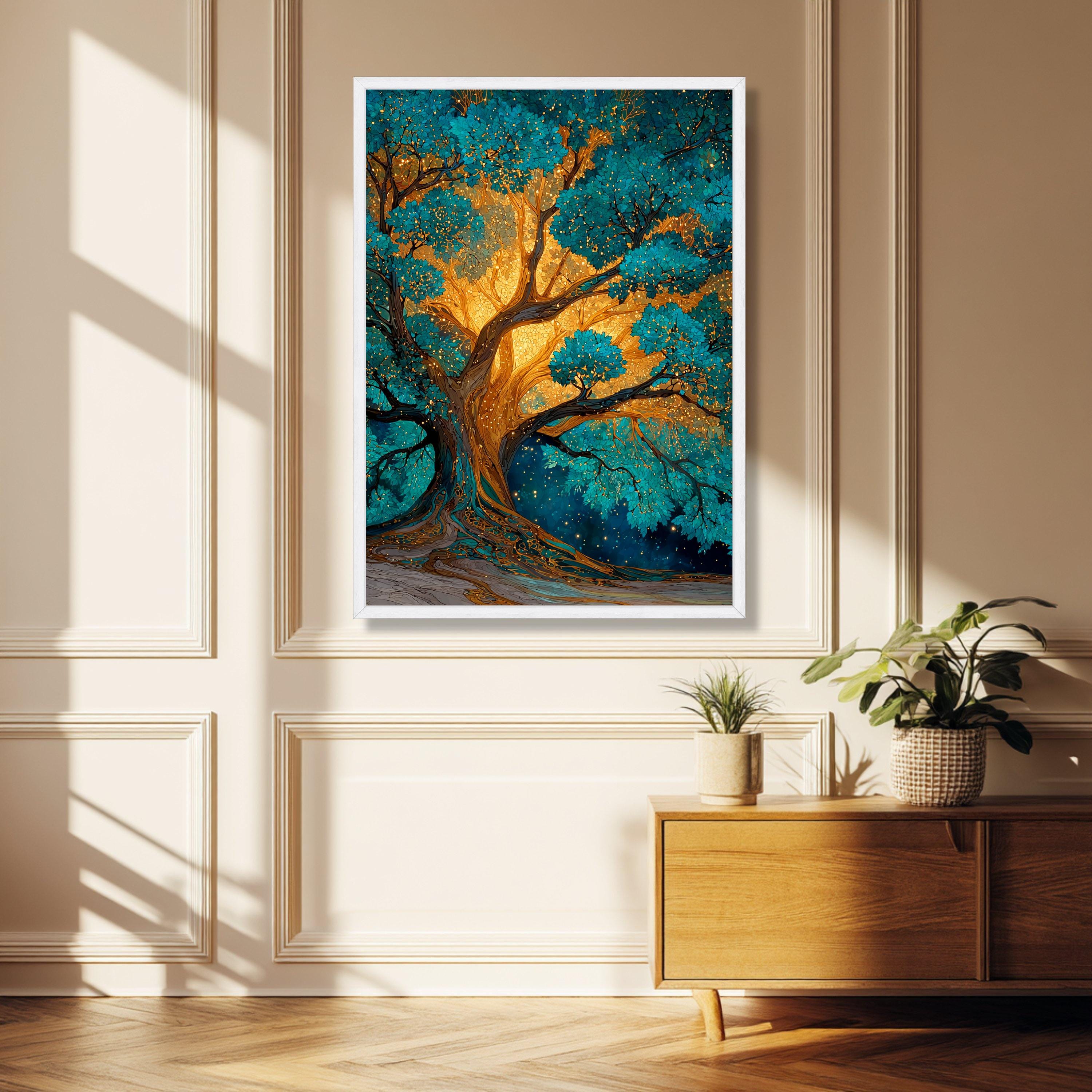 Enchanted Glowing Tree Canvas Print, Mystical Forest Wall Art, Fantasy ...
