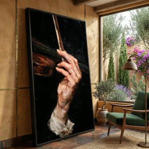 Violinist Hand Detail Canvas Print, Classical Music Wall Art, String Instrument Close-Up