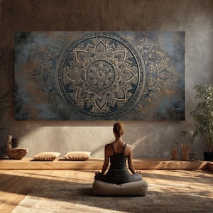 Bronze Mandala Wall Art, Large Boho Spiritual Decor, Intricate Zen Artwork,canvas print