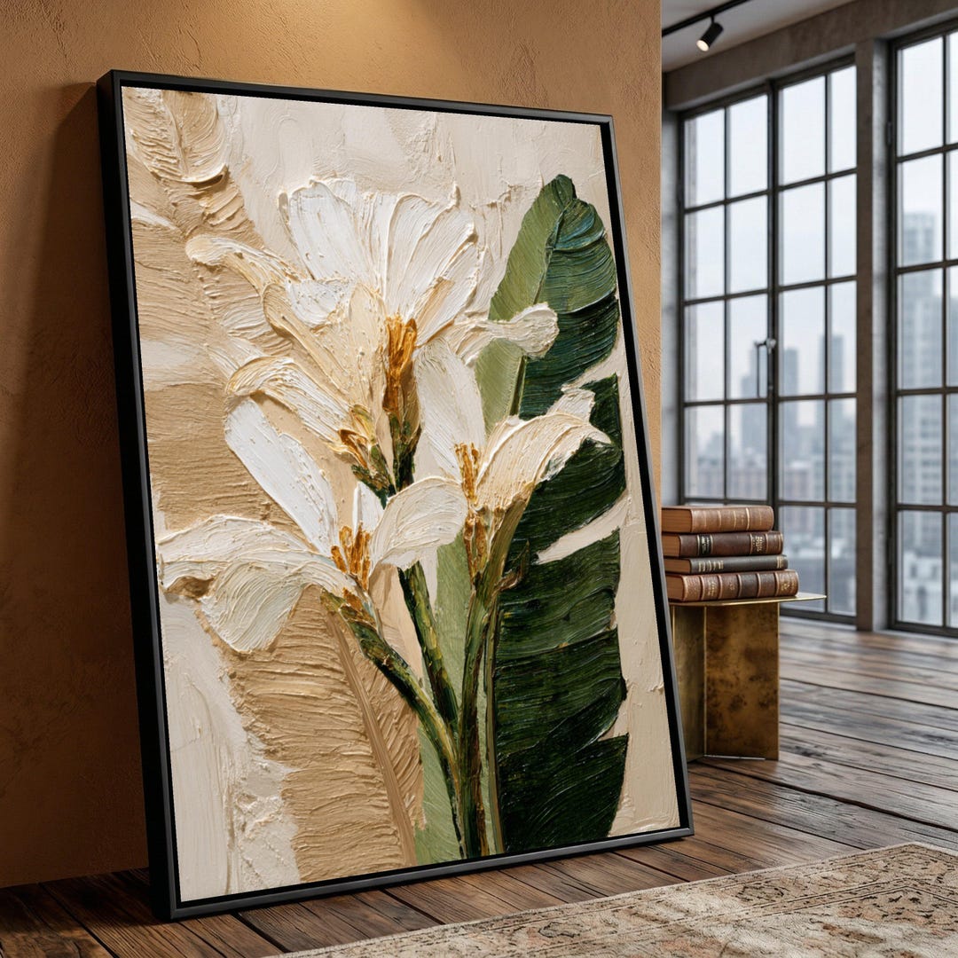 White Lily Canvas Print, Abstract Floral Wall Art, Botanical Flower ...