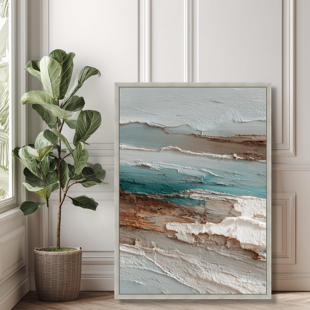 Abstract Ocean Canvas Print, Blue Coastal Wall Art, Modern Home Decor ...
