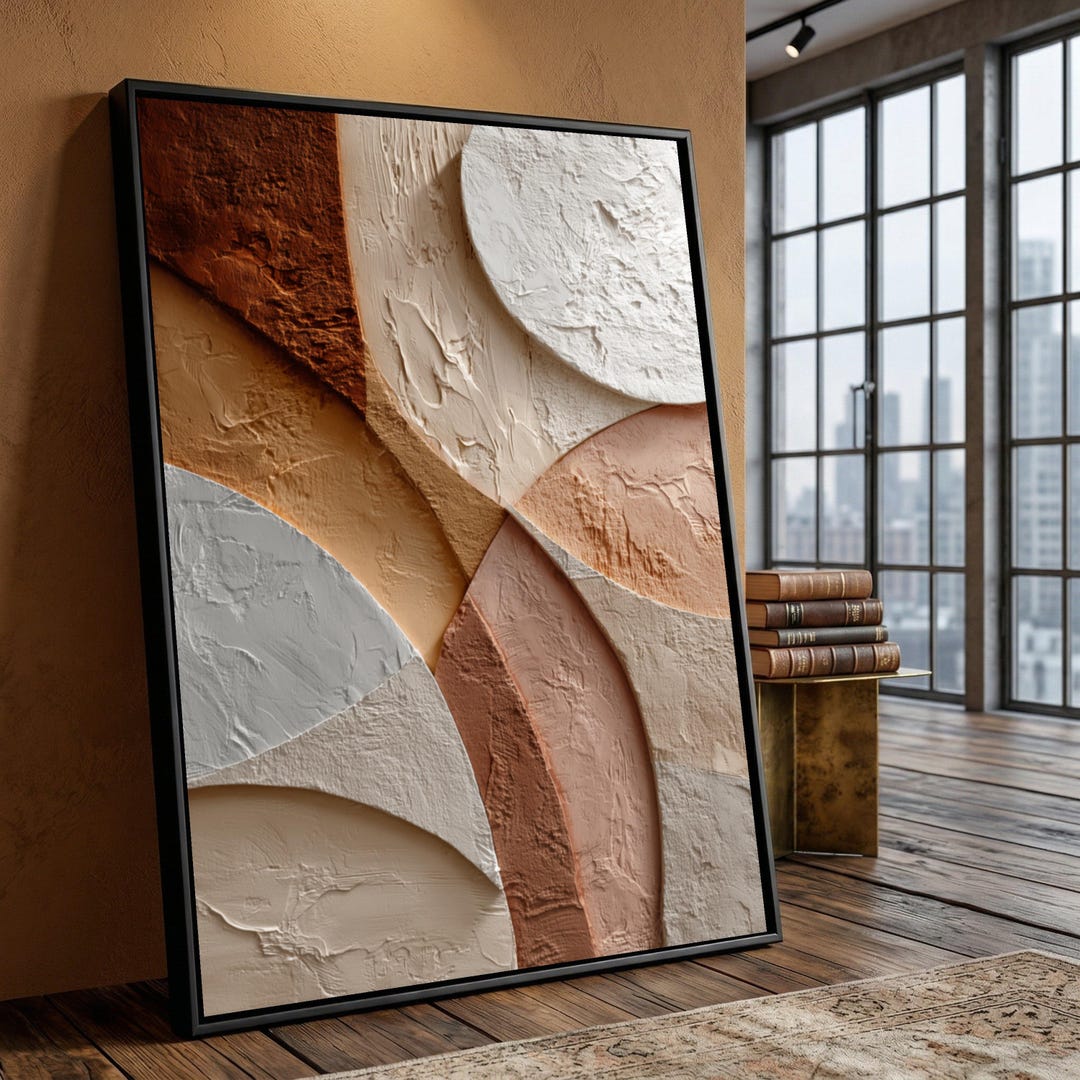 Abstract Geometric Canvas Print, Earth Tone Wall Art, Modern Minimalist ...