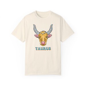 Taurus Zodiac Tee, Celestial Taurus Shirt, Star Sign Graphic T Shirt, Garment Dye, Cosmic Clothing, Astrology Lover Gift, Horoscope