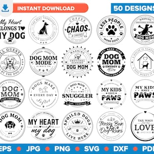 Dog Lover SVG Bundle, Funny Dog Quotes SVG, Dog Mom PNG Cliparts, Pet Lover Shirt Sublimation Designs, Cricut Silhouettes