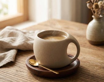 Handmade Ceramic Coffee Mug, Japandi Minimalist Style