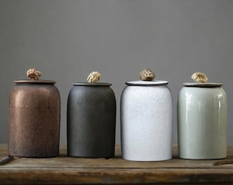 Handmade Ceramic Tea Canister, Wabi Sabi Kitchen Storage