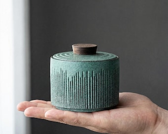 Handmade Ceramic Tea Canister, Wabi Sabi Japanese Tea Jar