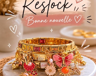 Bracelet italien à charms en acier inoxydable – Bracelet personnalisable pour femme ou amie