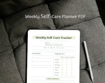 Wochenplaner Printable für Selbstfürsorge | Gemütliches Check-In PDF | Niedrigenergiefreundlich | Sofort Download