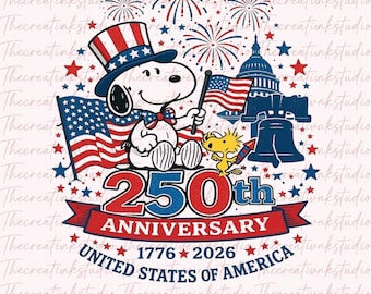 Snoopy America 250-årsjubileum PNG, digital nedladdning av patriotisk hundtecknad film