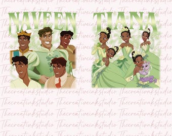 Disney Tiana och Naveen Alla hjärtans dag png, Disneyland prins prinsessa par png, Glad alla hjärtans dag digital png, hans och hennes älskare matchande png