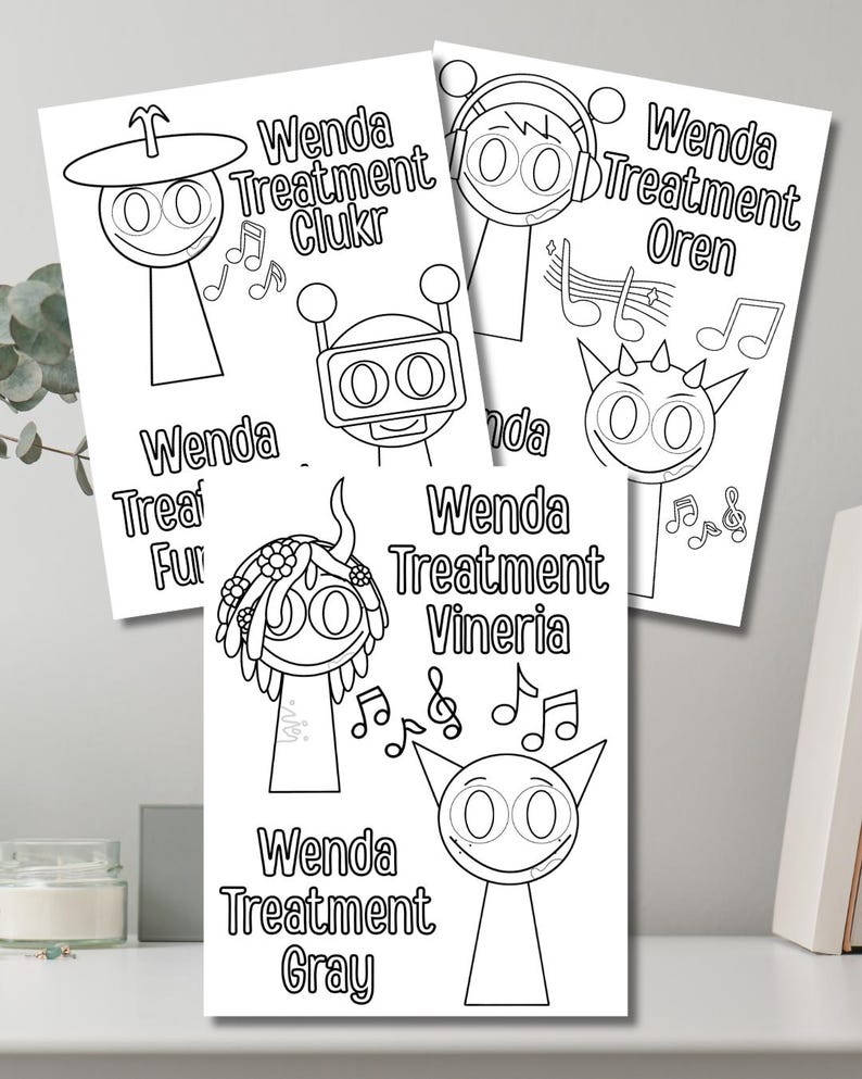 Sprunki Wenda Treatment Coloring Book, Digital Download