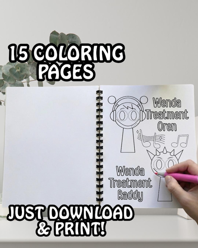 Sprunki Wenda Treatment Coloring Book, Digital Download