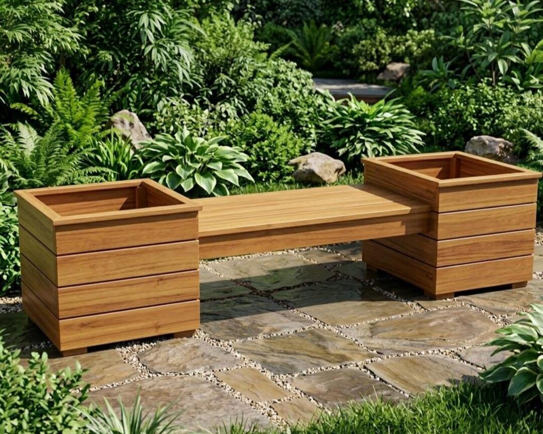 Outdoor Planter Bench Plans - DIY Cedar Garden Seat - Woodworking Build ...