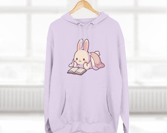Sudadera con capucha para amantes de los libros, estilo cottagecore, conejito, regalo para lectores, acogedora manta de biblioteca estética académica, lectura cómoda, suave y caprichosa.