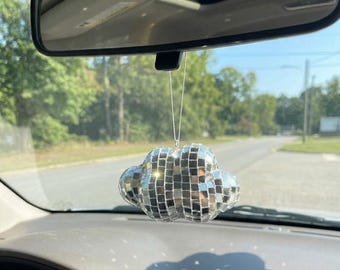 Handmade Disco Cloud Car Charm, Mirror Mosaic Hanging Decor, Retro Sparkle Ornament