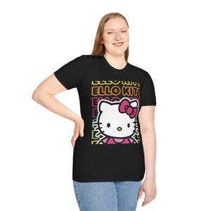 Neon Kawaii Hello Kitty-Unisex Softstyle T-Shirt image 4