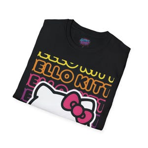 Neon Kawaii Hello Kitty-Unisex Softstyle T-Shirt image 3