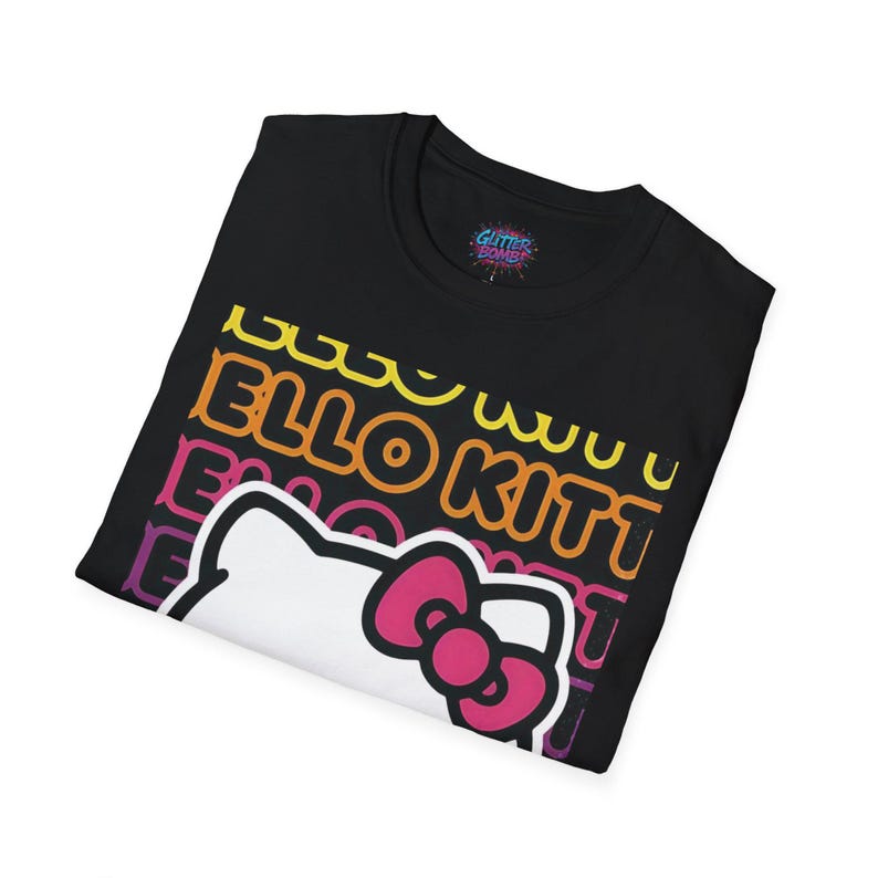 Neon Kawaii Hello Kitty-Unisex Softstyle T-Shirt image 3