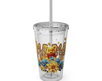 Winnie de Poeh bloemenmoederbeker | Strobeker van 16 oz