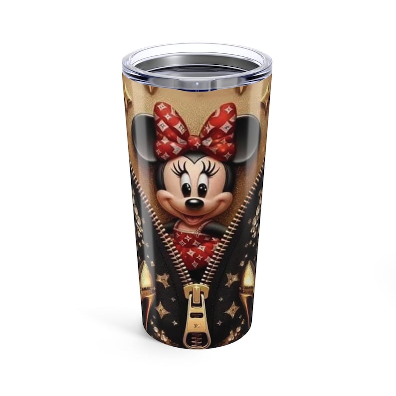 Minnie Mouse-beker met ritssluiting 20oz | roestvrijstalen reisbeker stripfiguur afbeelding 1