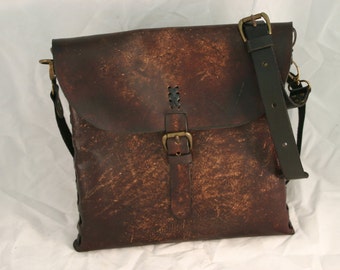 Leather Messenger / Laptop Bag with Natural Range Marks